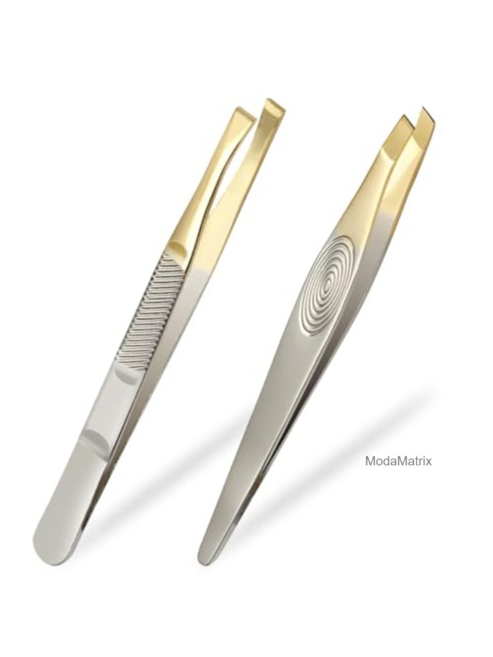 Stainless Steel Eyebrow Tweezers Set Slant Tip Facial Hair Remover 2 Pc